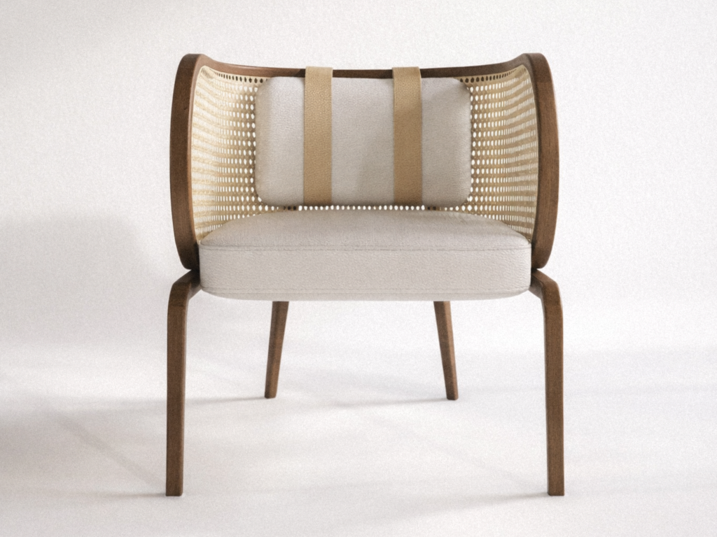 robusta armchair front view showing its form and balance