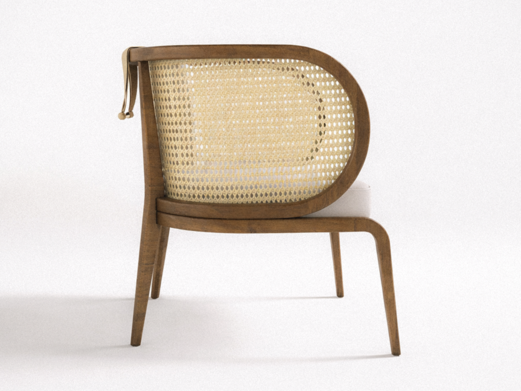 robusta armchair side view emphasising its structure and proportions