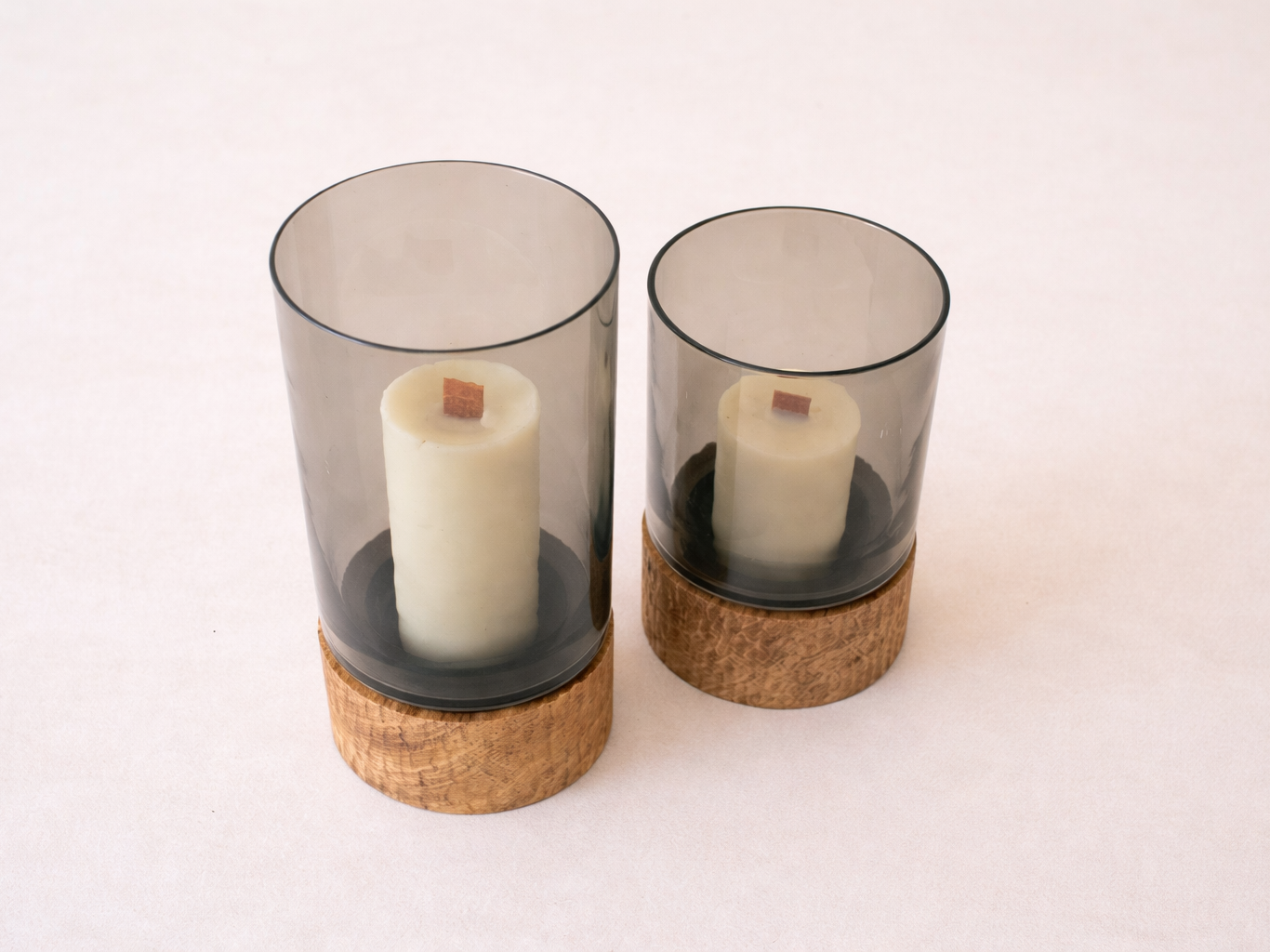 robusta candle set detail showing wax and glass