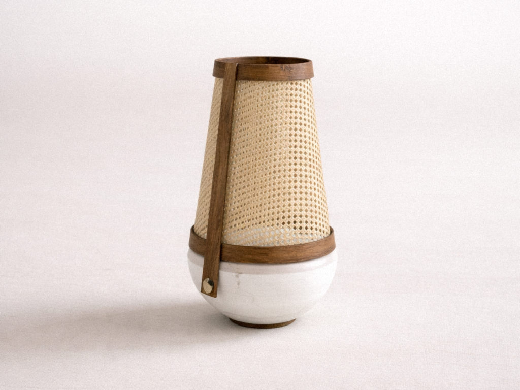 robusta table lamp angled view showing form and material transition